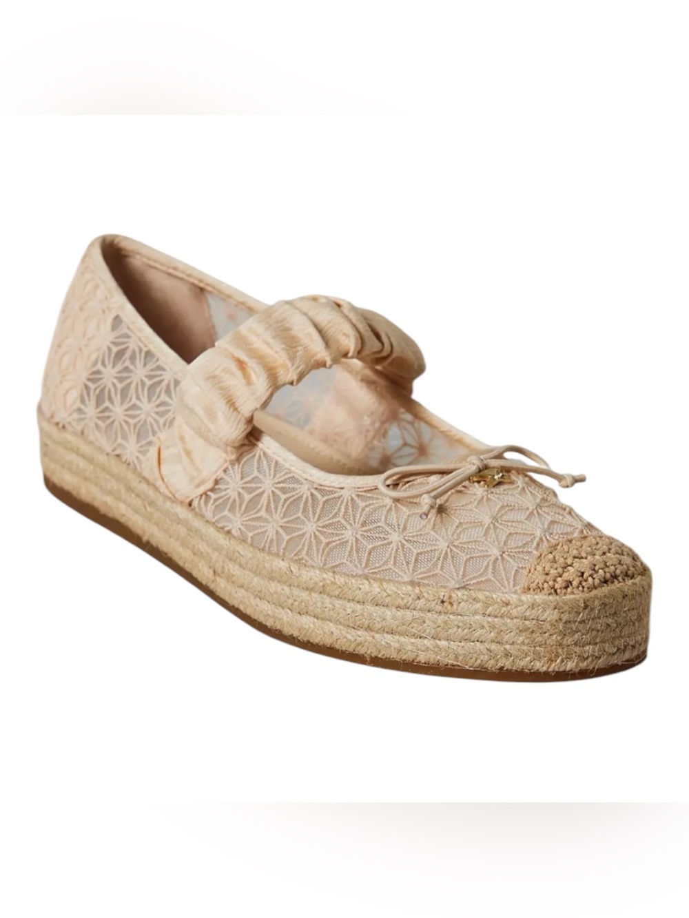 NWOT Sam Edelman Lillie Mesh Mary-Jane Espadrille Flats Vanilla Bean Sandals